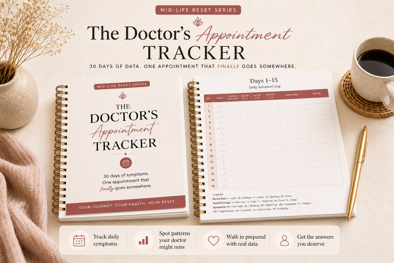 The Doctor's Appointment Tracker fillable PDF for women over 40